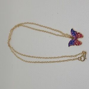 Enamel Butterfly 20" Gold Tone Necklace